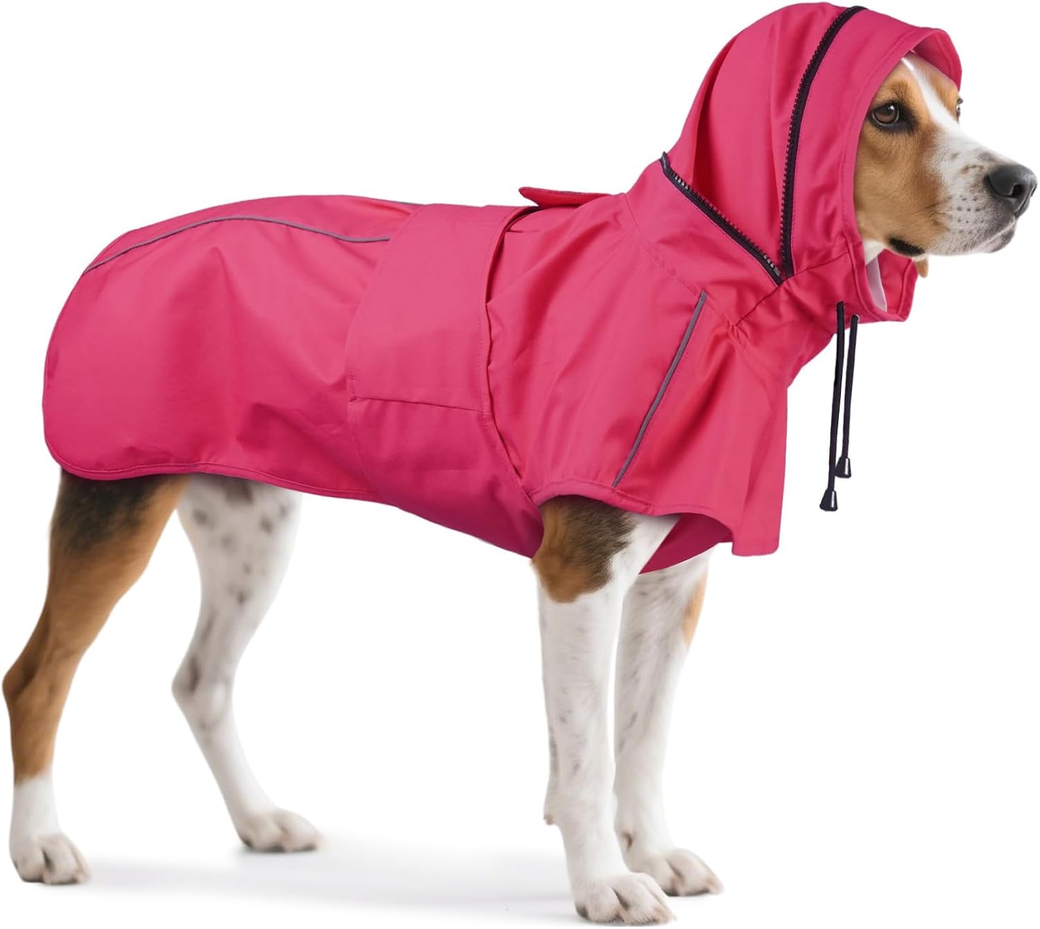 Detalle de OUOBOB Dog Raincoat for Large Dogs with Hood (Pink, Size L)