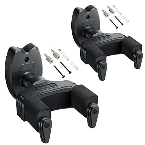 Detalle de Donner Supporto a parete per chitarra – 2 pack con blocco automatico e cuscinetti EVA