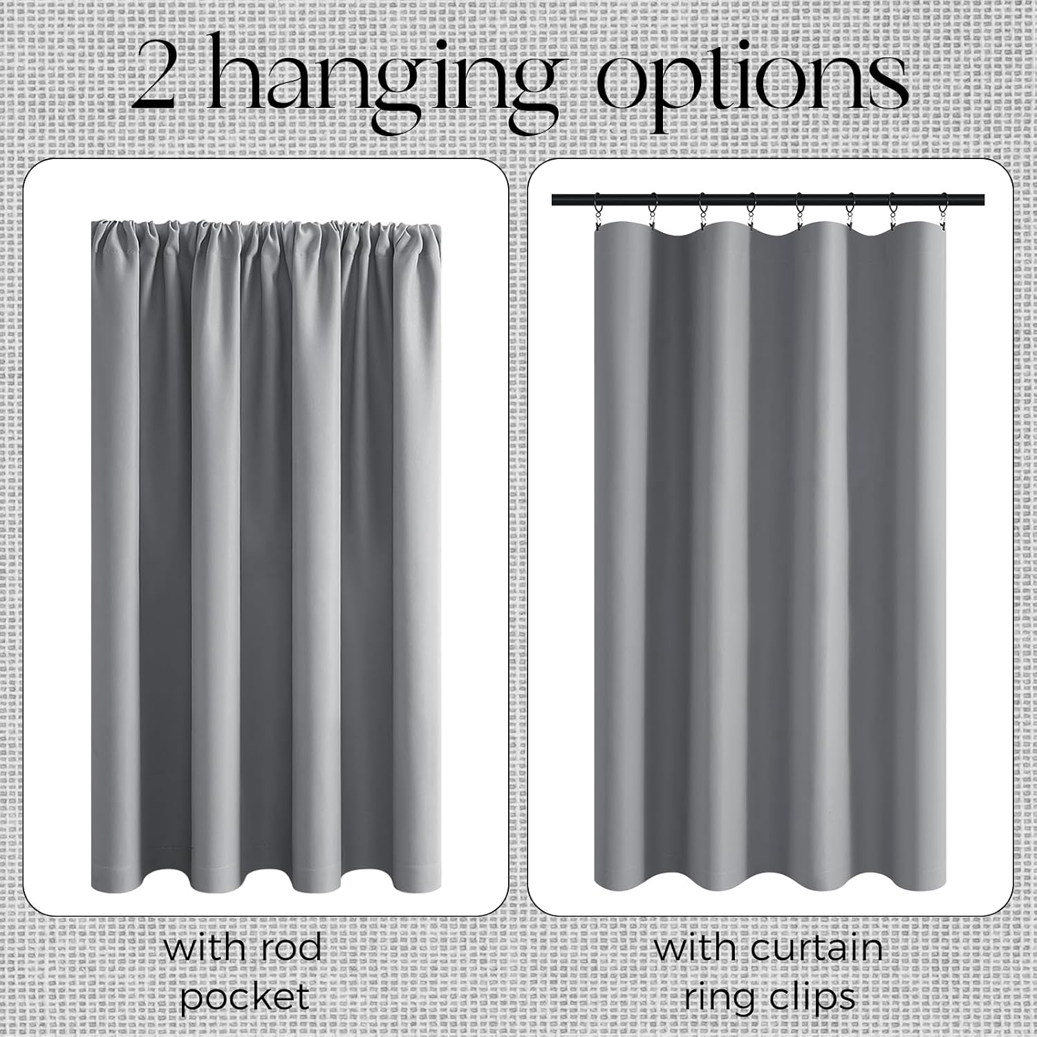 Detalle de CUTEWIND lot de 2 rideaux occultants thermiques courts 60 x 90 cm gris clair