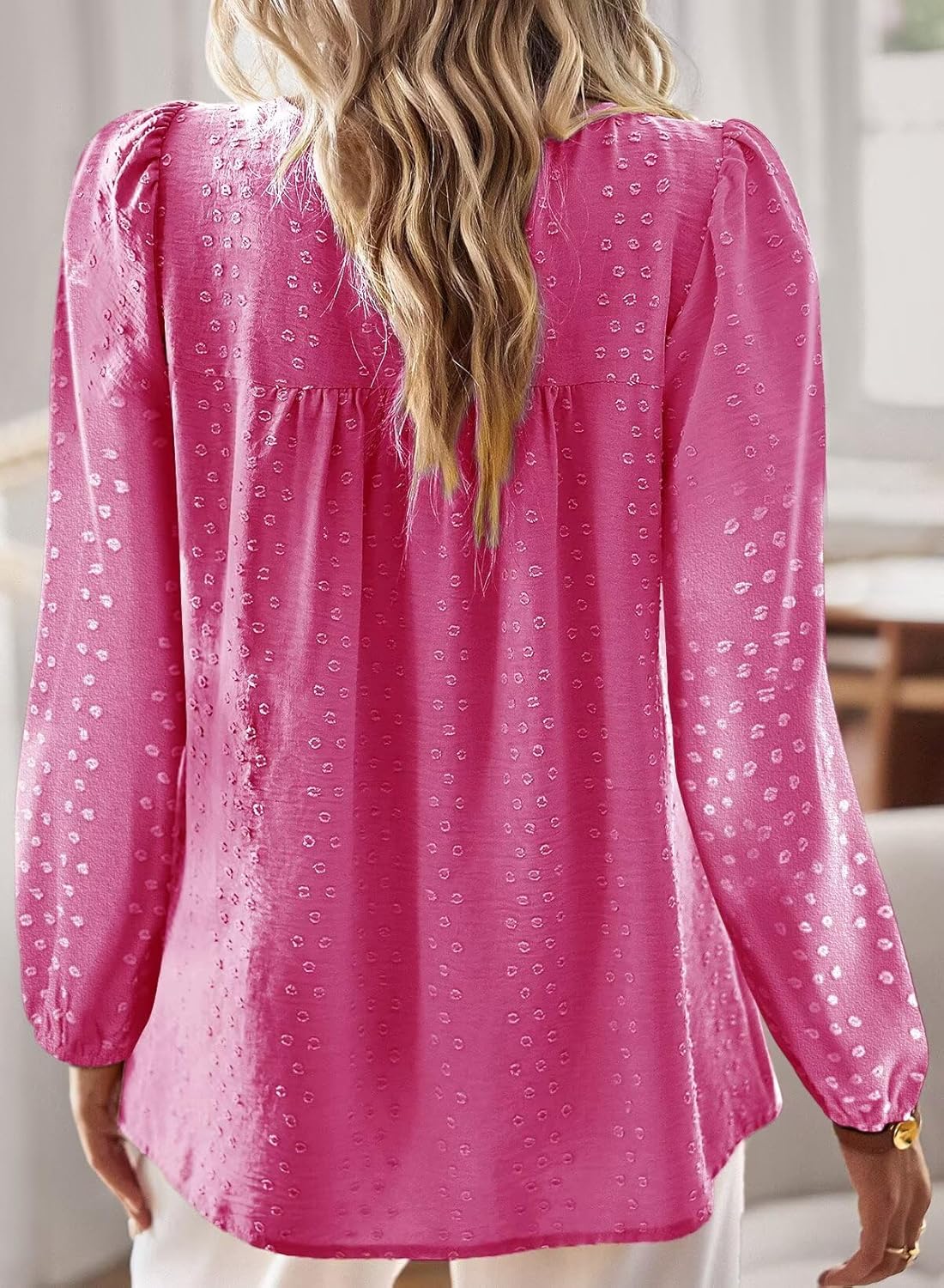 Thumbnail 2 de TUUHAW Damen Langarmshirt Boho Top mit Rundhalsausschnitt und Spitzeneinsätzen