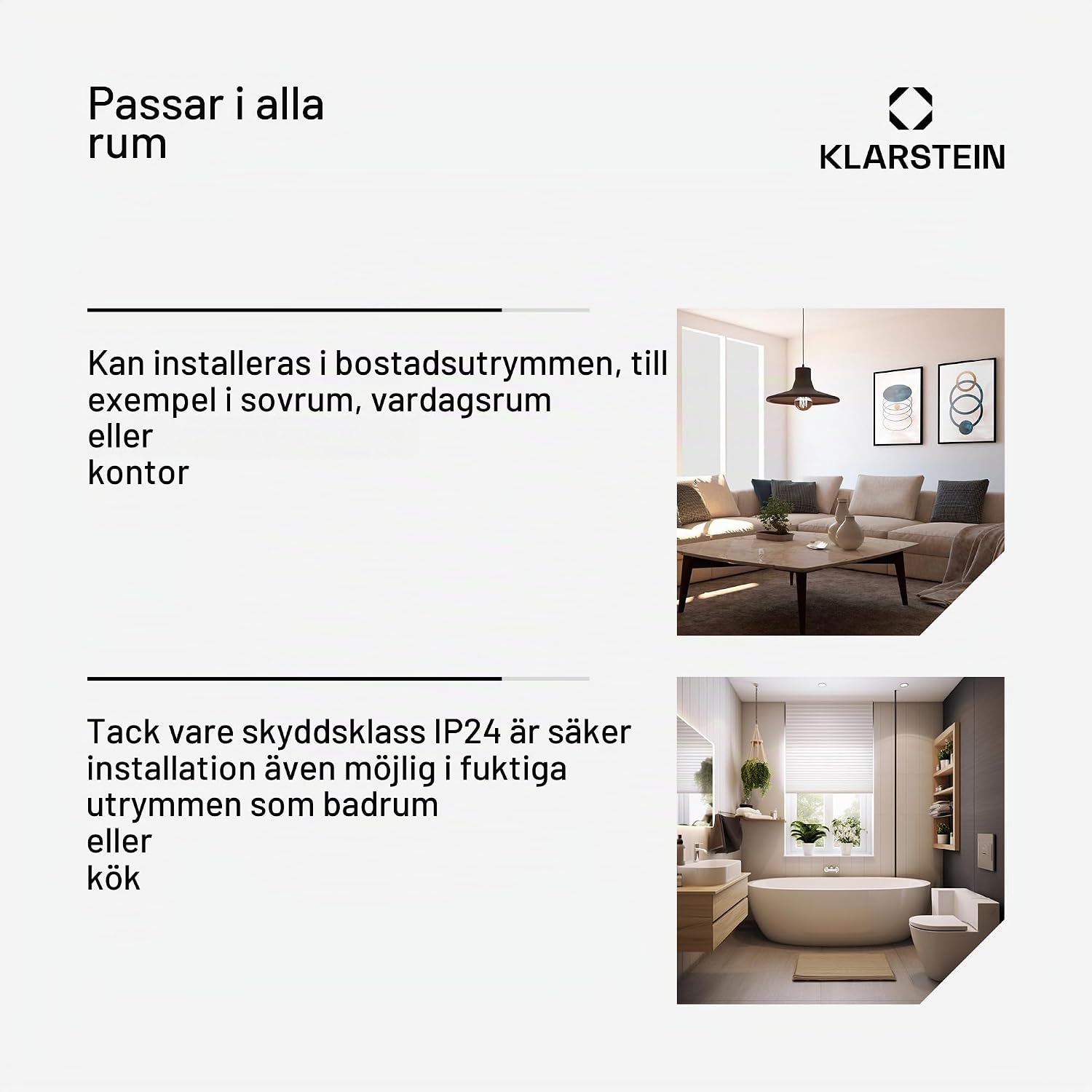 Thumbnail 4 de Klarstein ACO7-Bornholm-W konvektorelement, 2000 W med hjul och termostat