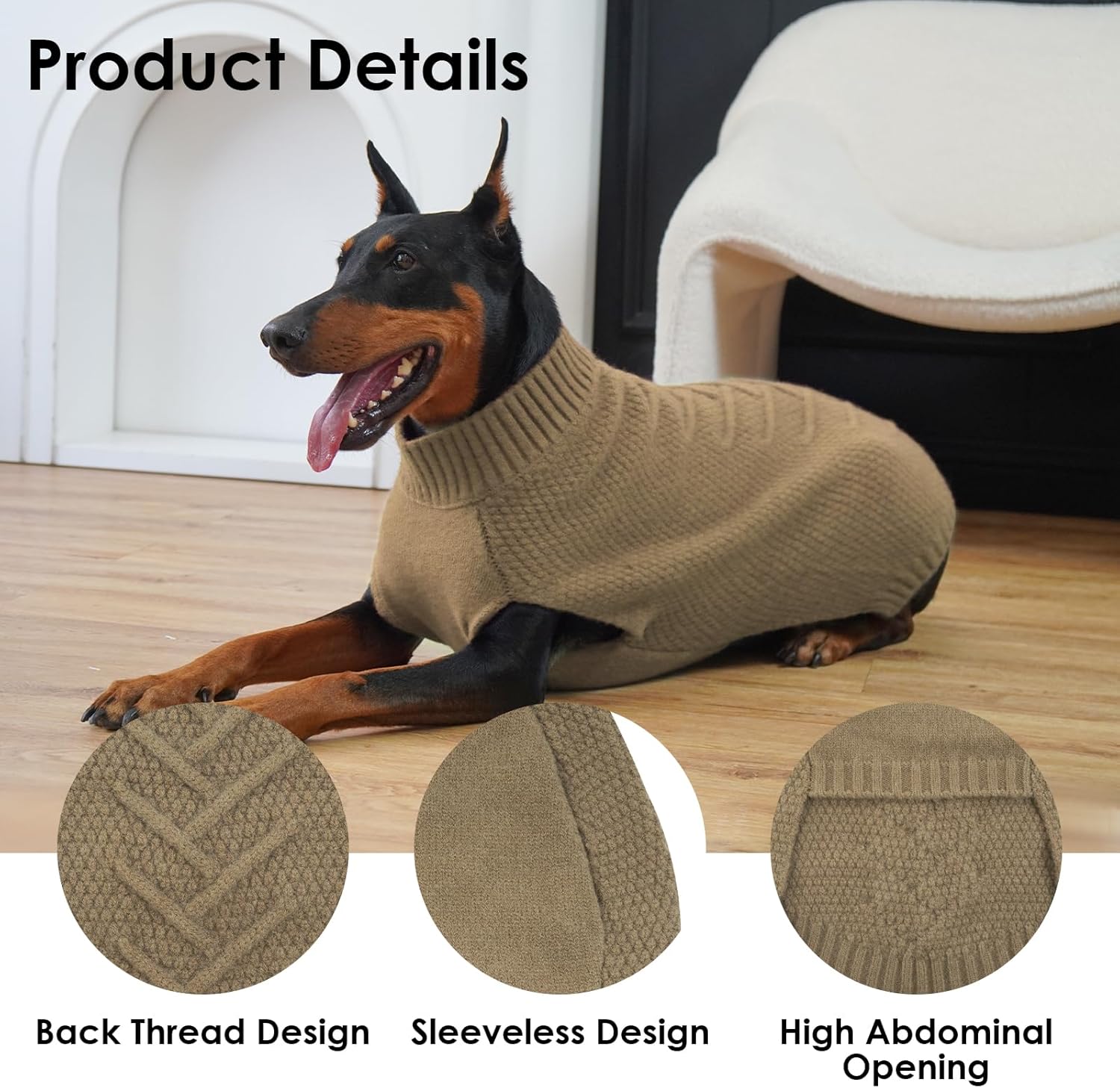 Thumbnail 5 de Katzinst Knitted Dog Jumper for Large Breed (XL) – Khaki