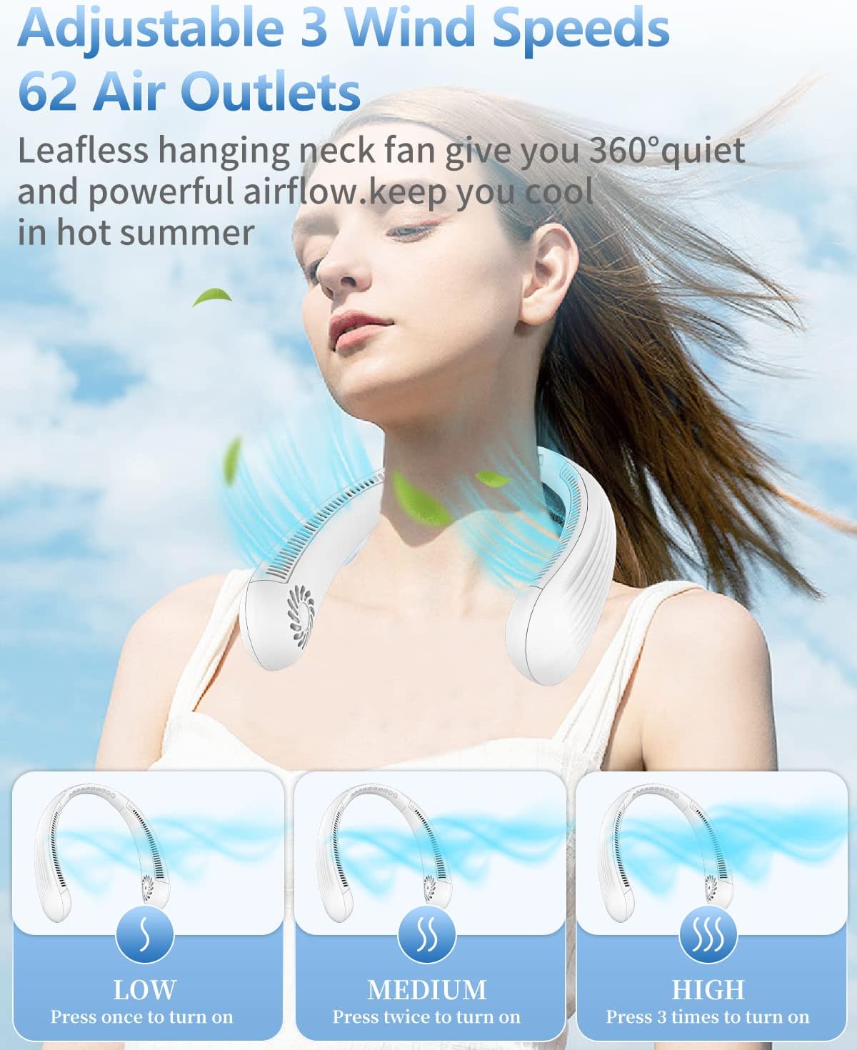 Thumbnail 1 de DDKJ Portable Neck Fan Bladeless, 360° Adjustable – Hands-Free Personal Cooling