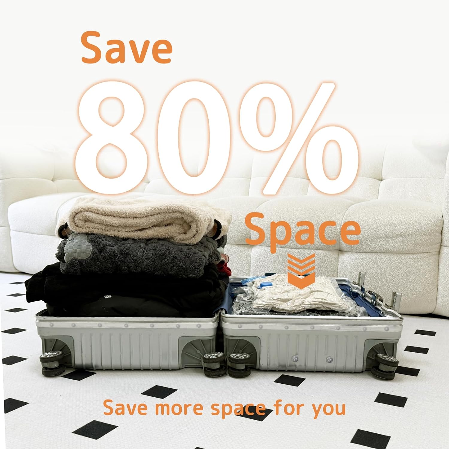 Detalle 2 de 12 Pack Vacuum Bags for Travel with Rechargeable Air Pump