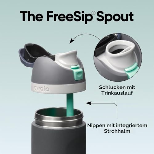 Detalle 2 de Owala FreeSip Isolierte Edelstahl-Trinkflasche, 710 ml – Foggy Tide