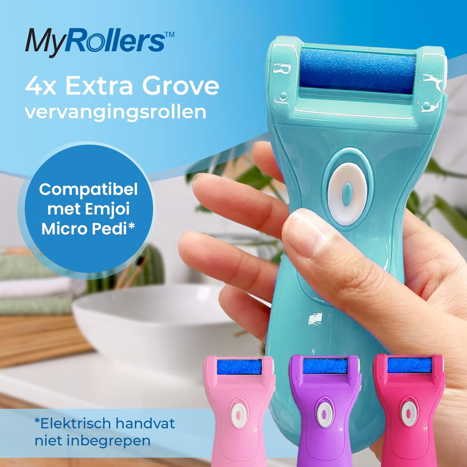 Detalle de My Rollers RR-MP1 vervangingsrollers voor Emjoi Micro-Pedi, extra grof, blauw