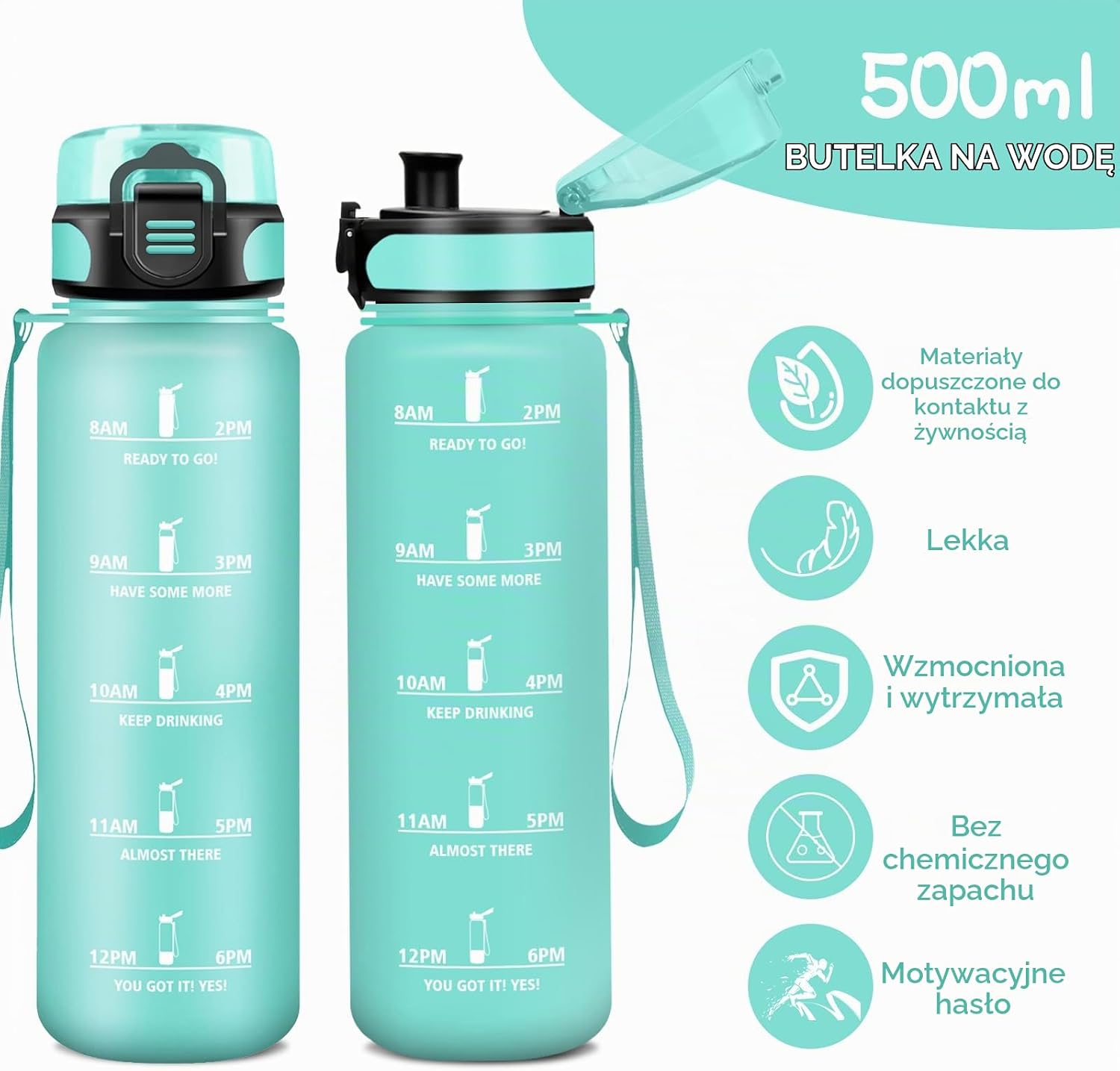 Thumbnail 1 de Grsta Grsta-TY-SHZYG-500ML-M-Blue-Green-3245C – butelka 500 ml z filtrem i skalą czasu