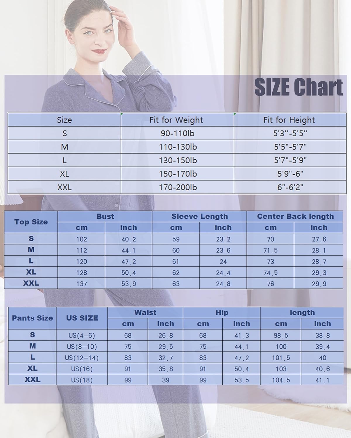 Thumbnail 5 de Dowesrobe Women's Pajama Set Long Sleeve Button Down – Soft Knit Loungewear