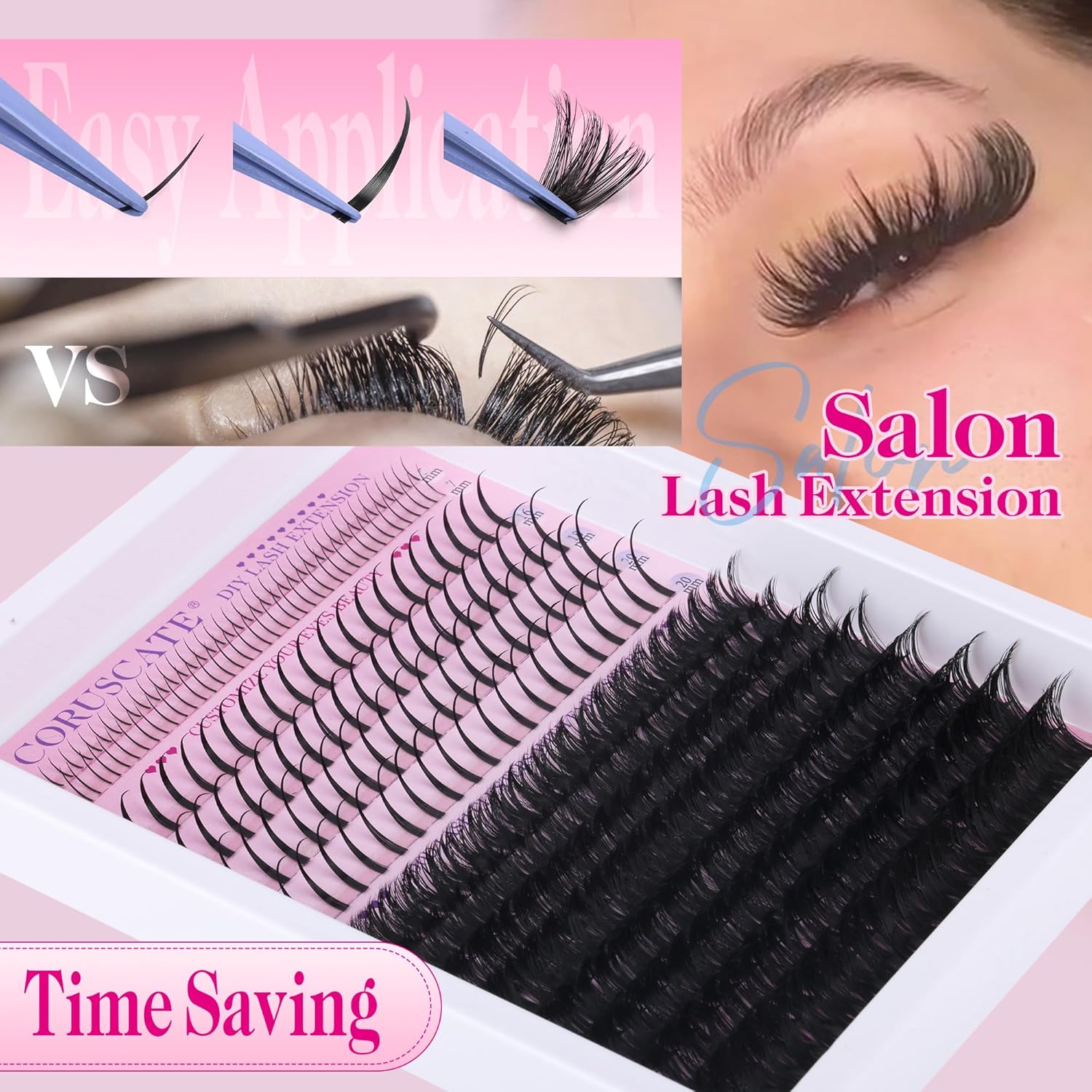 Thumbnail 1 de CORUSCATE 100D Lash Clusters Kit: DIY Volume Extensions with Bottom Lashes Spikes
