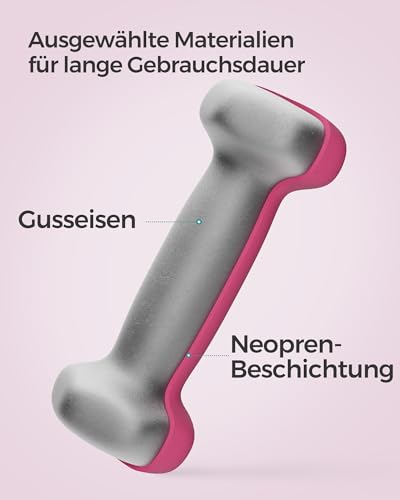 Detalle de SONGMICS Kurzhantel-Set 2x1 kg SYL902P01 – Neopren, rosa, rutschfester Griff, Hexagon-Form