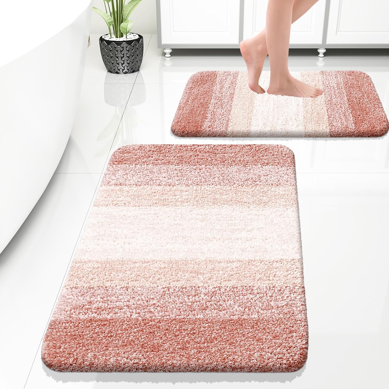 Detalle de OLANLY Microfiber Bath Rug Set