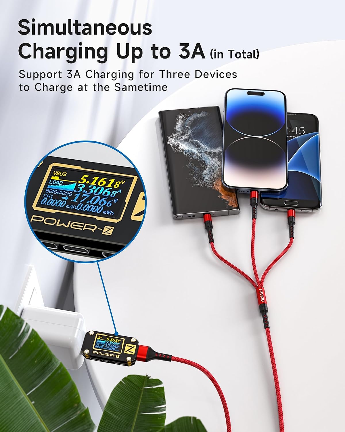 Detalle de RAVIAD Cavo Multi USB 3 in 1 2M