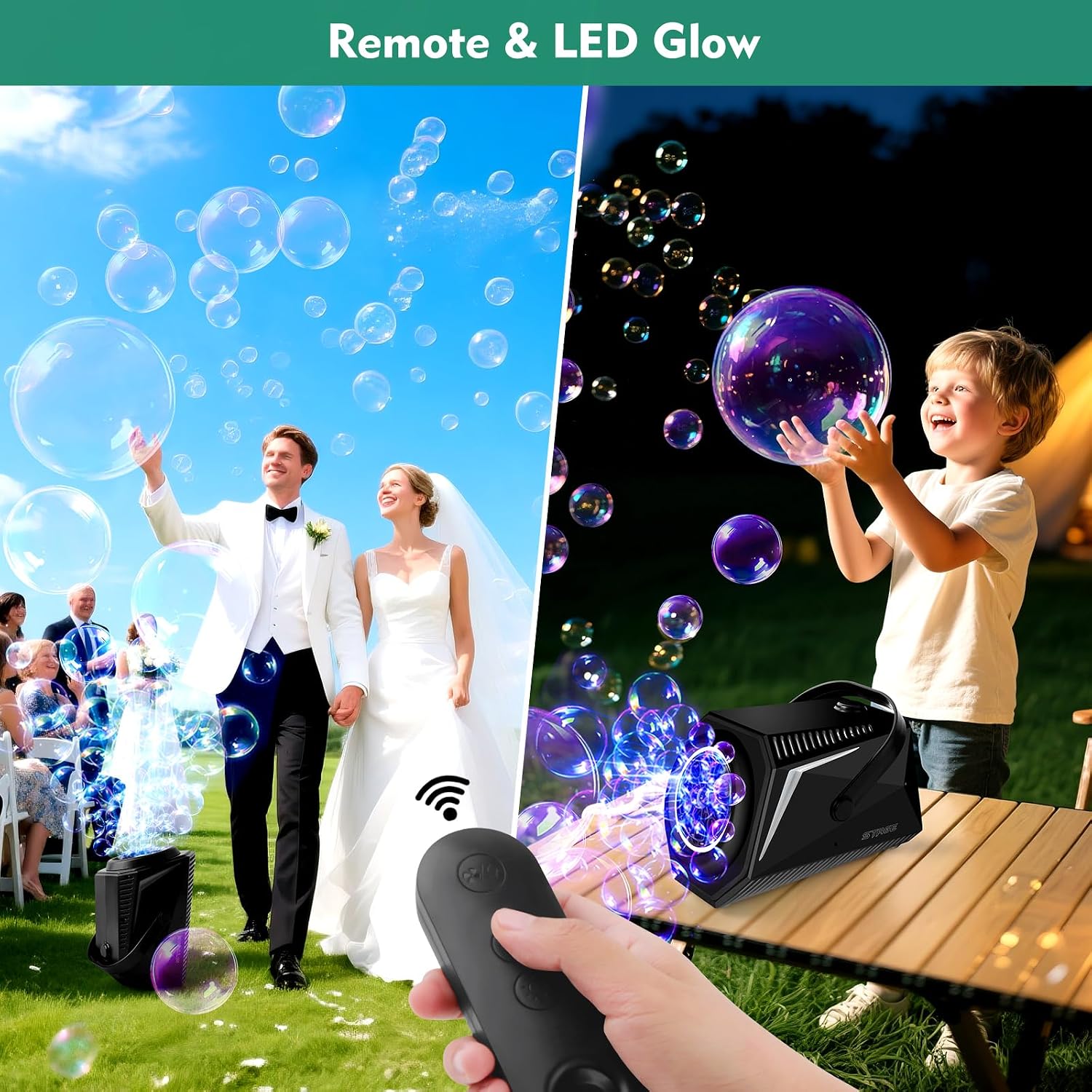 Thumbnail 2 de Bubble Machine for Kids with Remote – Rechargeable LED Bubbles (15,000+ per minute)
