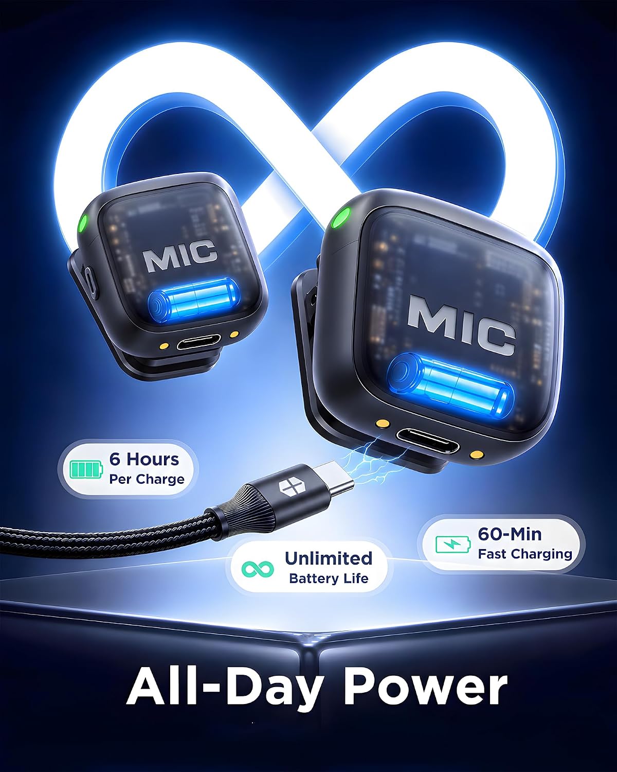 Thumbnail 5 de SONEVOX NeoMic Mini NEOMICMINI Wireless Lavalier Microphone, Dual Transmitters, USB-C