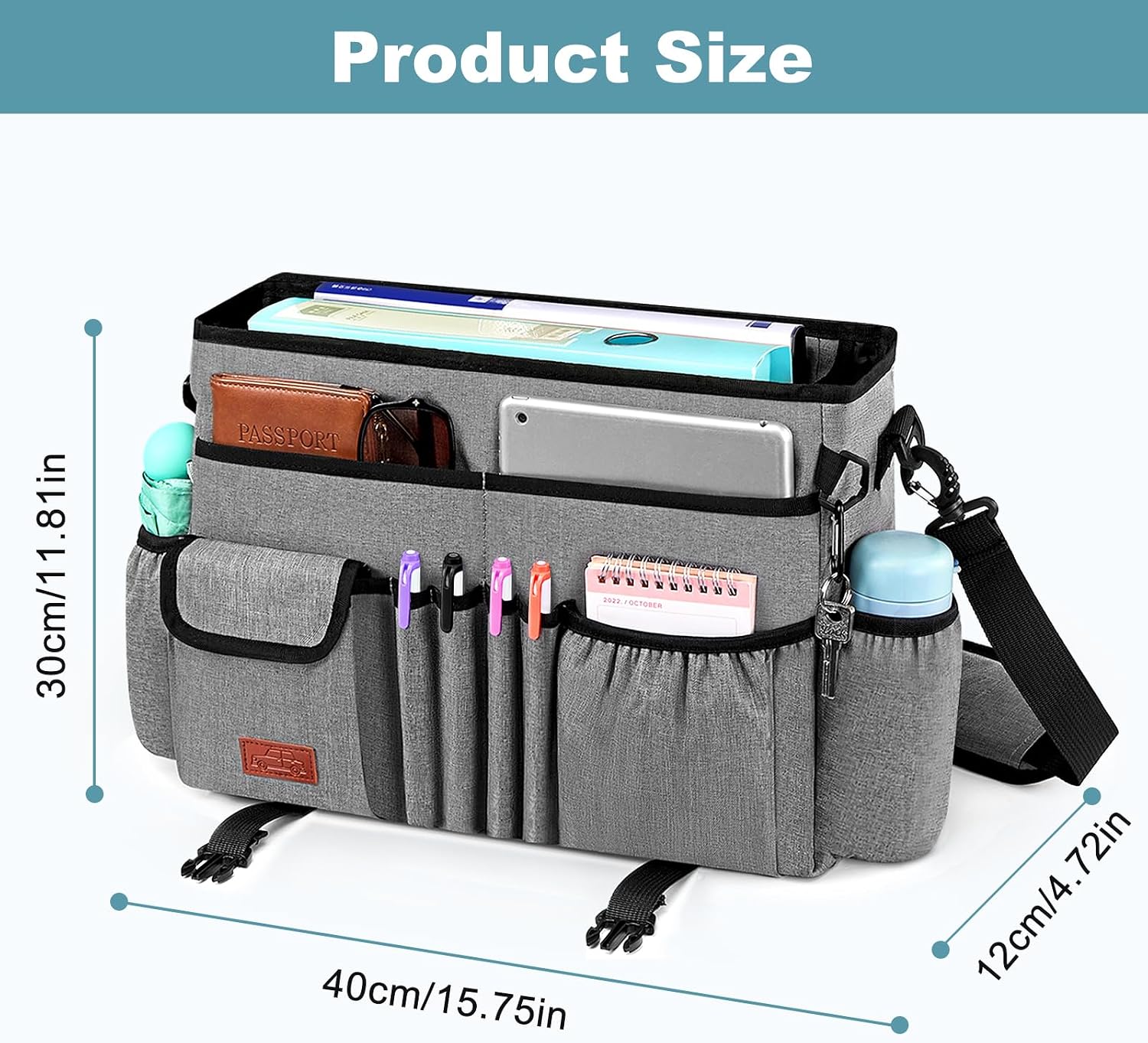Thumbnail 3 de Eurhomewit Autositz Organizer Vordersitz 2-in-1 mit Laptopfach (15–17") & Rücksitz-Organizer, Grau