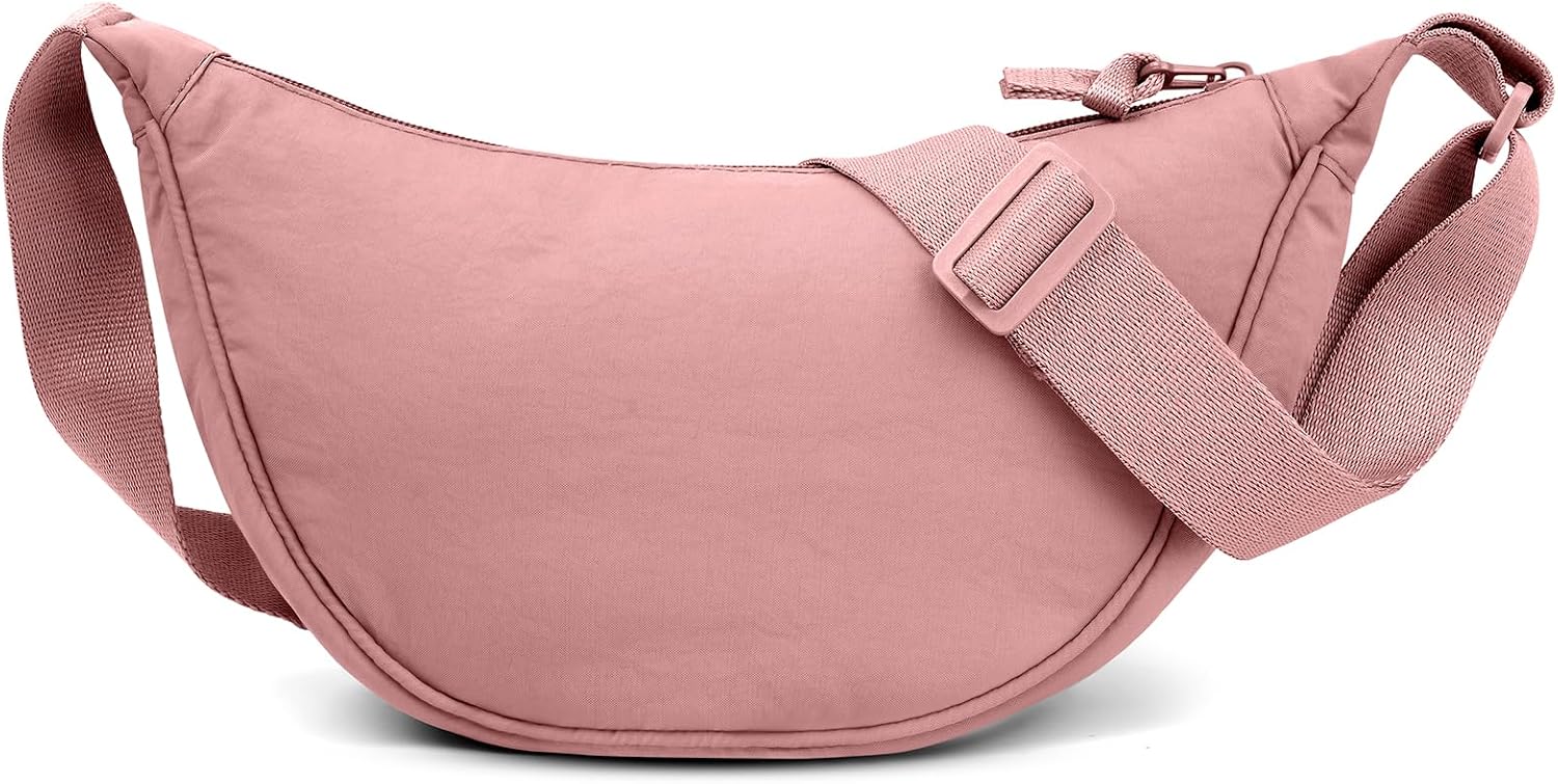 Thumbnail 1 de Aucuu Bolso Bandolera para Mujer estilo media luna impermeable (rosa) con correa ajustable