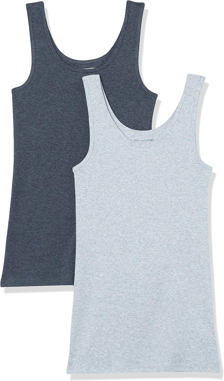 Detalle de Amazon Essentials 2-pack Canotte Slim da donna in cotone-modal – Verde (Light Grey Heather/Charcoal Heather), Small
