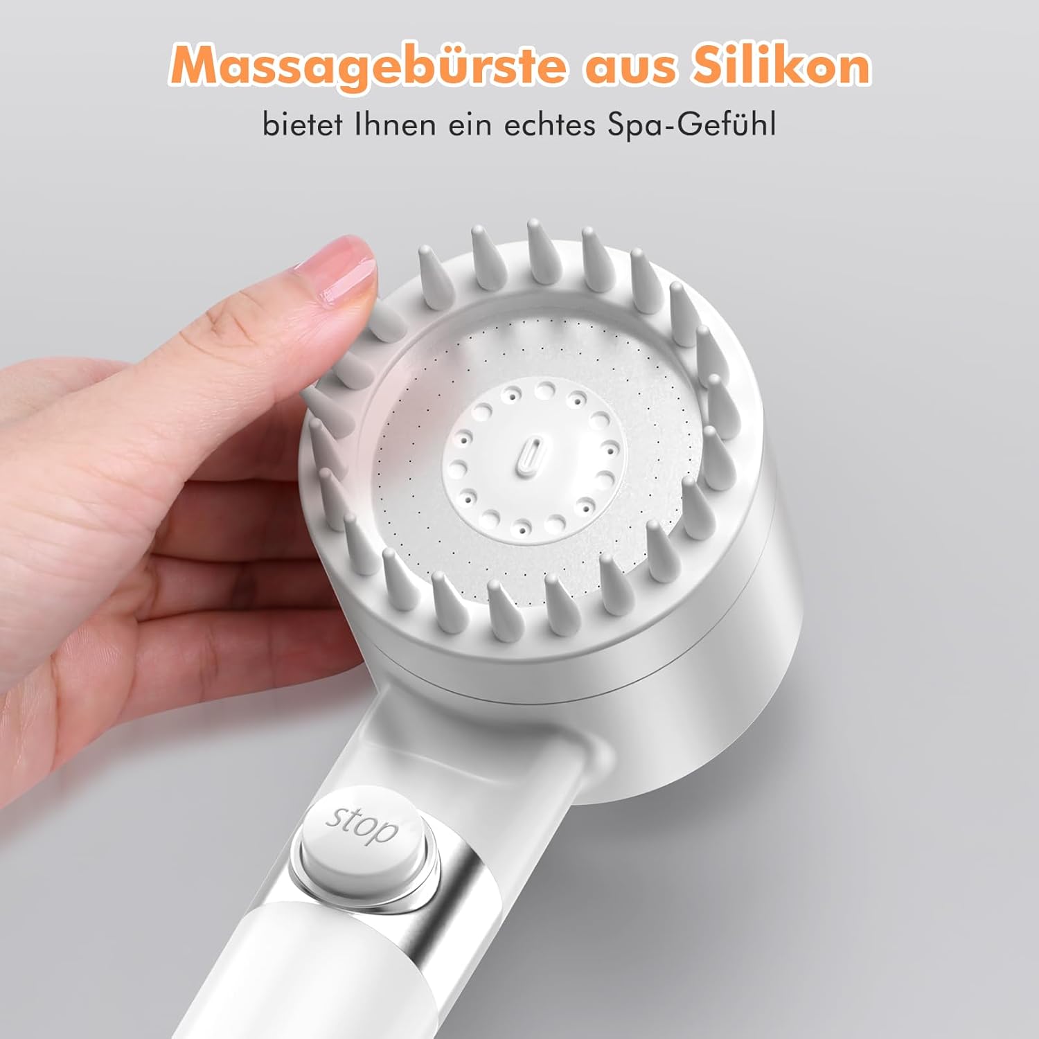 Detalle de MEKO Duschkopf mit Filter – Hochdruck Handbrause mit 15-Schicht-Filter und 1,5 m Schlauch