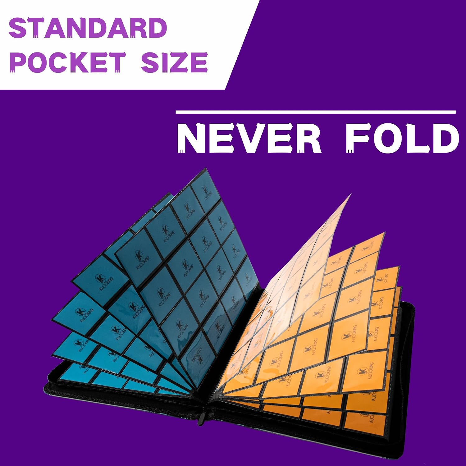 Detalle 2 de KUOOKING K-16-1024 Trading Card Binder, Purple, 16-Pocket, Zippered