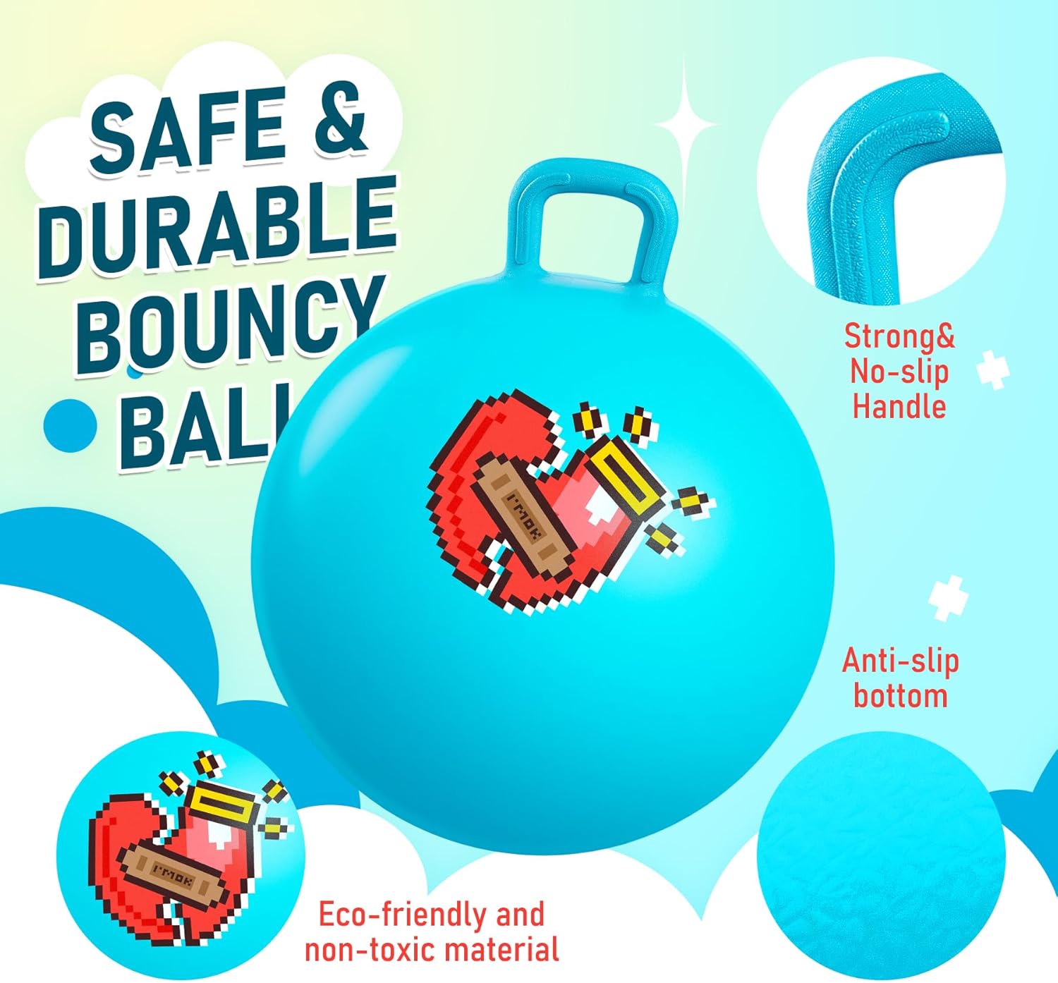 Thumbnail 3 de U&C Planet 2 Pack 18 Inch Space Hopper: Anti-Slip Bouncy Balls for Kids 3–5
