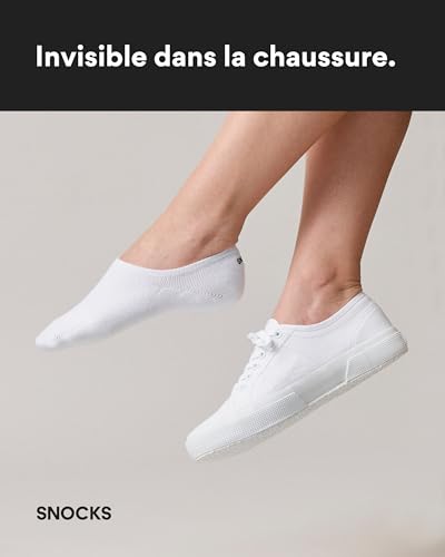 Detalle de Snocks Chaussettes Invisibles Homme et Femme – Lot de 6, coton bio certifié, taille 39-42