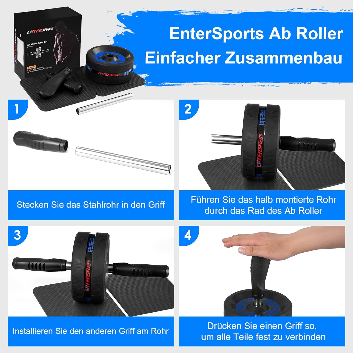 Thumbnail 5 de EnterSports Bauchroller mit 2 Knieschonern – Bauchmuskeltrainer für Zuhause