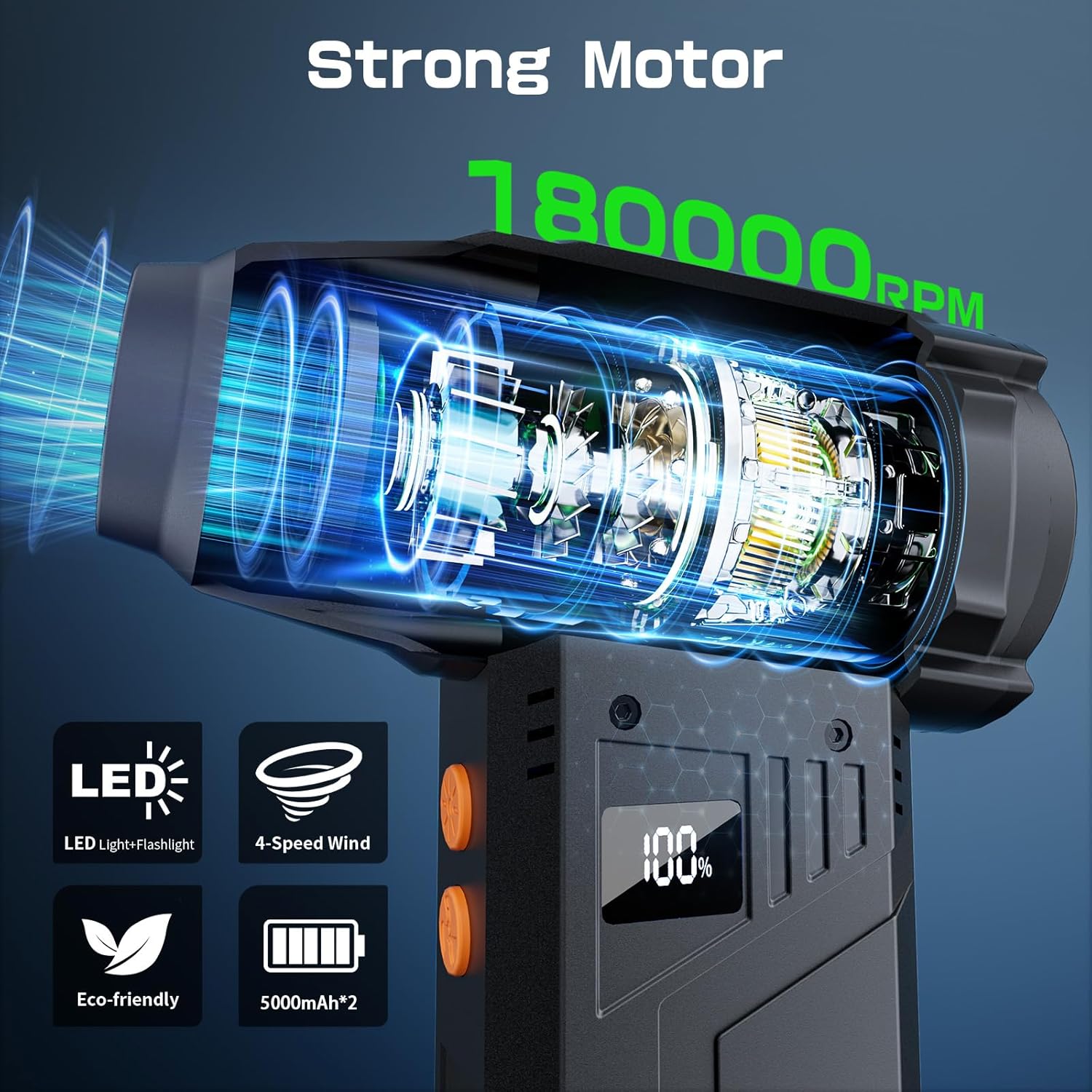 Thumbnail 1 de XJUGEZ Aria Compressore Elettrico 180000 RPM, 4 velocità e 2 LED