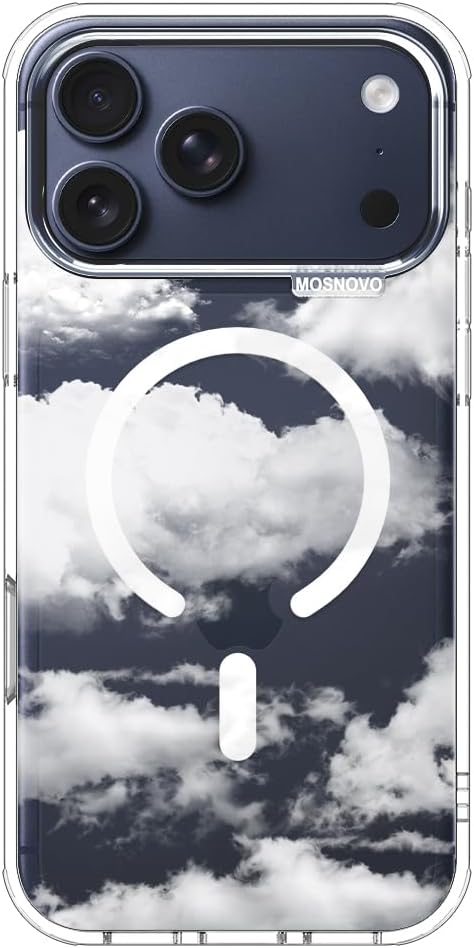 Detalle de MOSNOVO Case for iPhone 17 Pro Max — Clear with Cloud Design, MagSafe Compatible