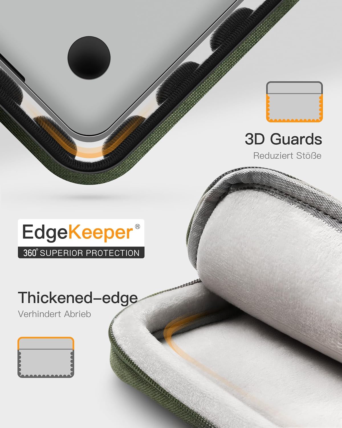 Thumbnail 2 de Inateck 360° Schutz Laptoptasche Hülle für 13Zoll MacBook Air/Pro, MacBook Neo, Surface Pro 12,3" – 360° Schutz & viel Stauraum