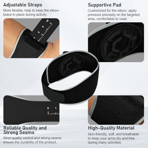 Thumbnail 4 de Fefod Coderas Epicondilitis: Cinta de codo con almohadilla 3D para tendinitis, ajustable y para golf/tenis