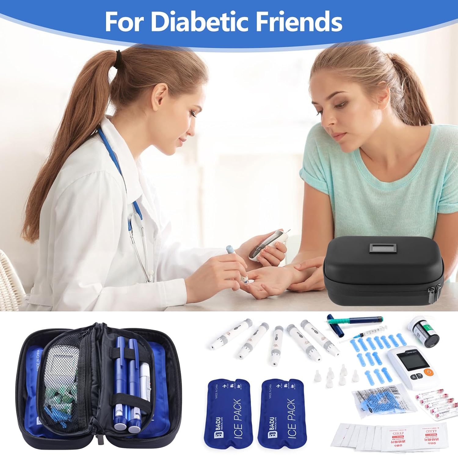 Detalle 2 de HIMDUZE Insulin Cooler Bag travel case with temperature display, TSA-approved ice packs