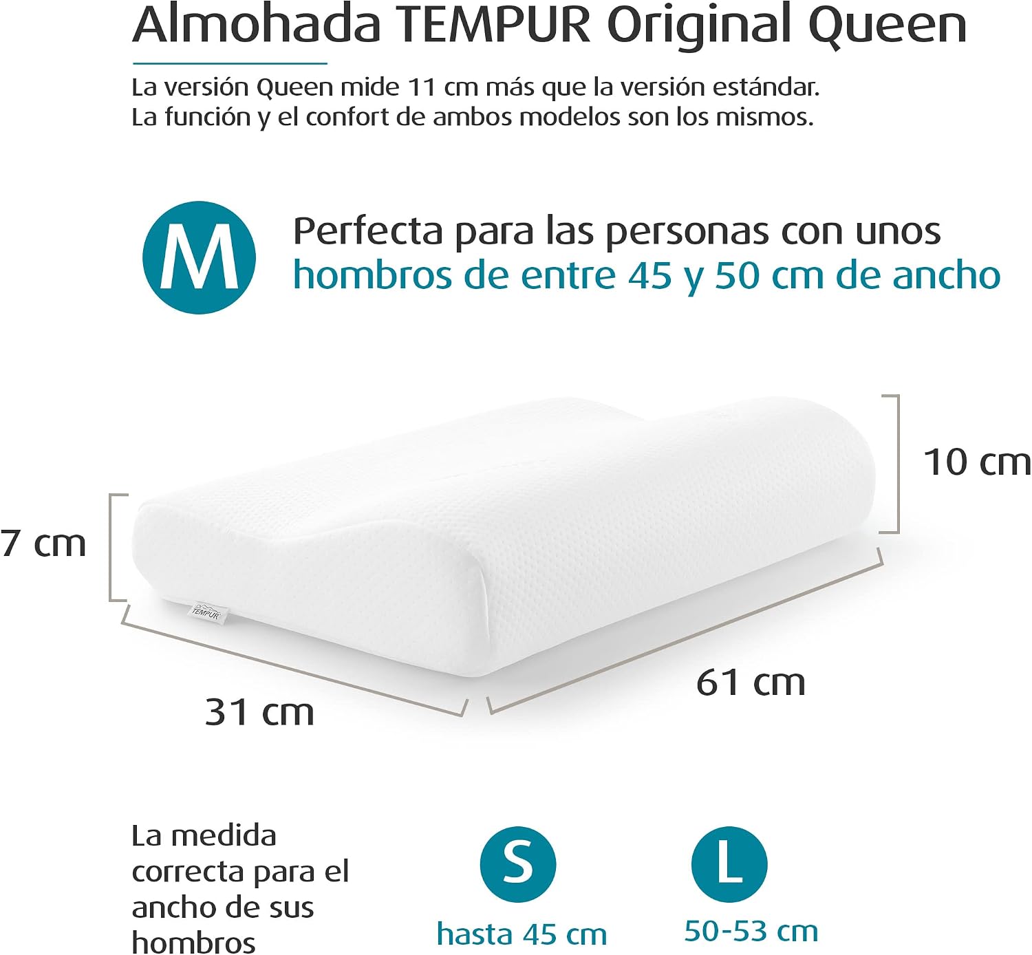 Detalle de TEMPUR Original Almohada Cervical Viscoelástica Queen 😊