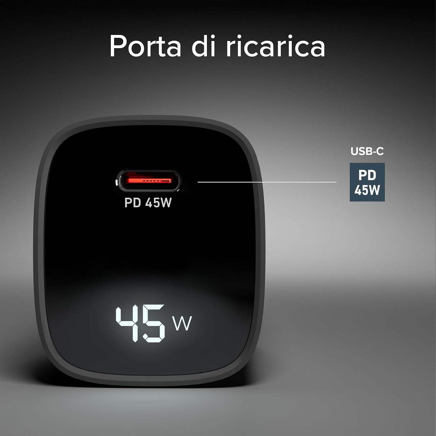 Detalle de SBS Alimentatore USB-C 45W GaN con LCD