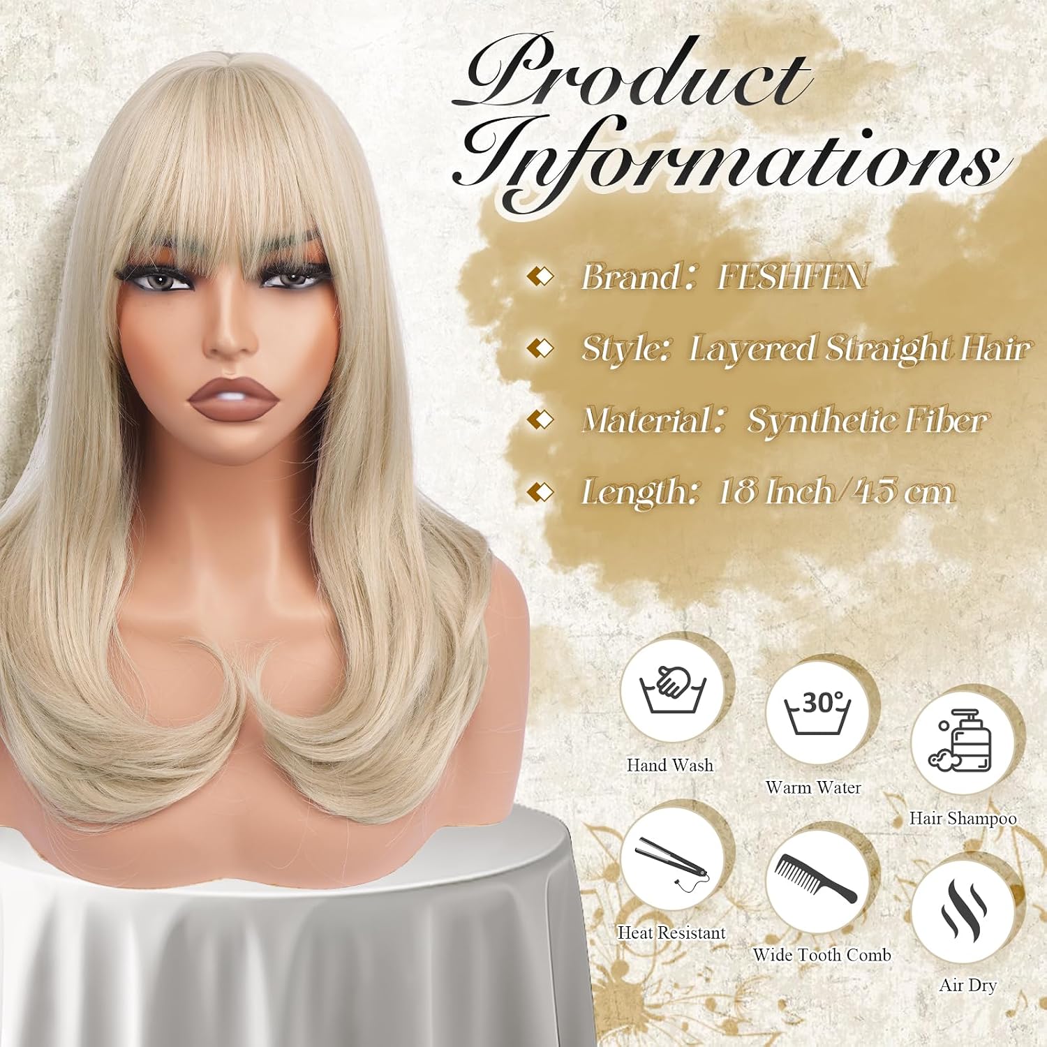 Detalle de FESHFEN Wig, 18-Inch