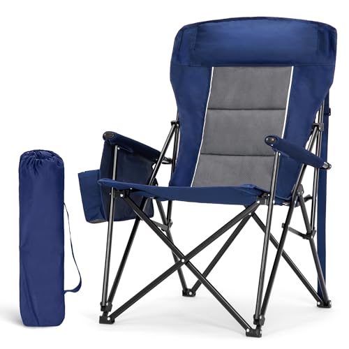 LET'S CAMP Luxus Campingstuhl Faltbar – bis 230 kg, Blau