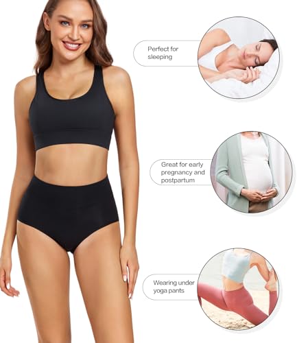Detalle de wirarpa Culotte Femme Coton Taille Haute - Lot de 5 Noir XL