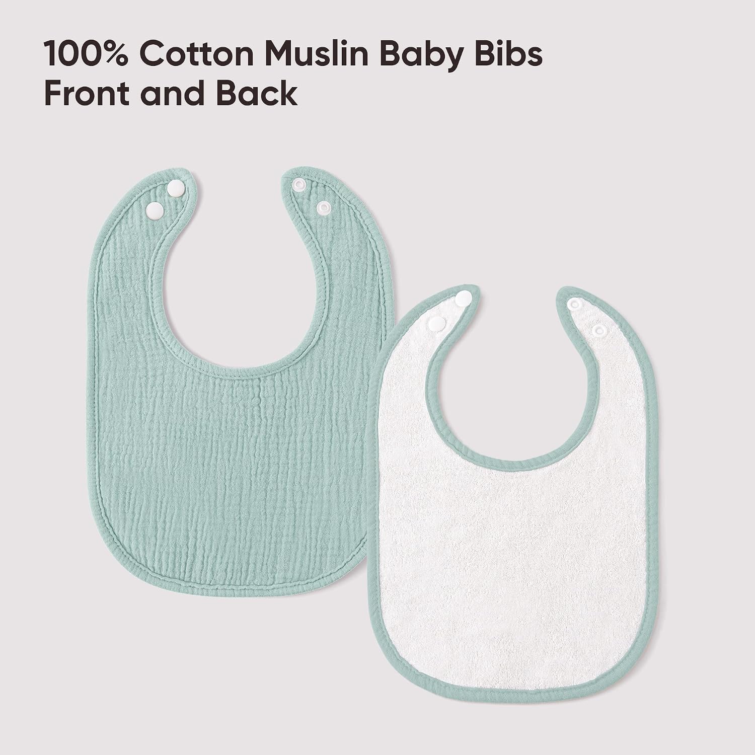Detalle de bearmoss Muslin Baby Dribble Bibs (100% cotton) – 8-pack bandana-style bibs for drool & teething