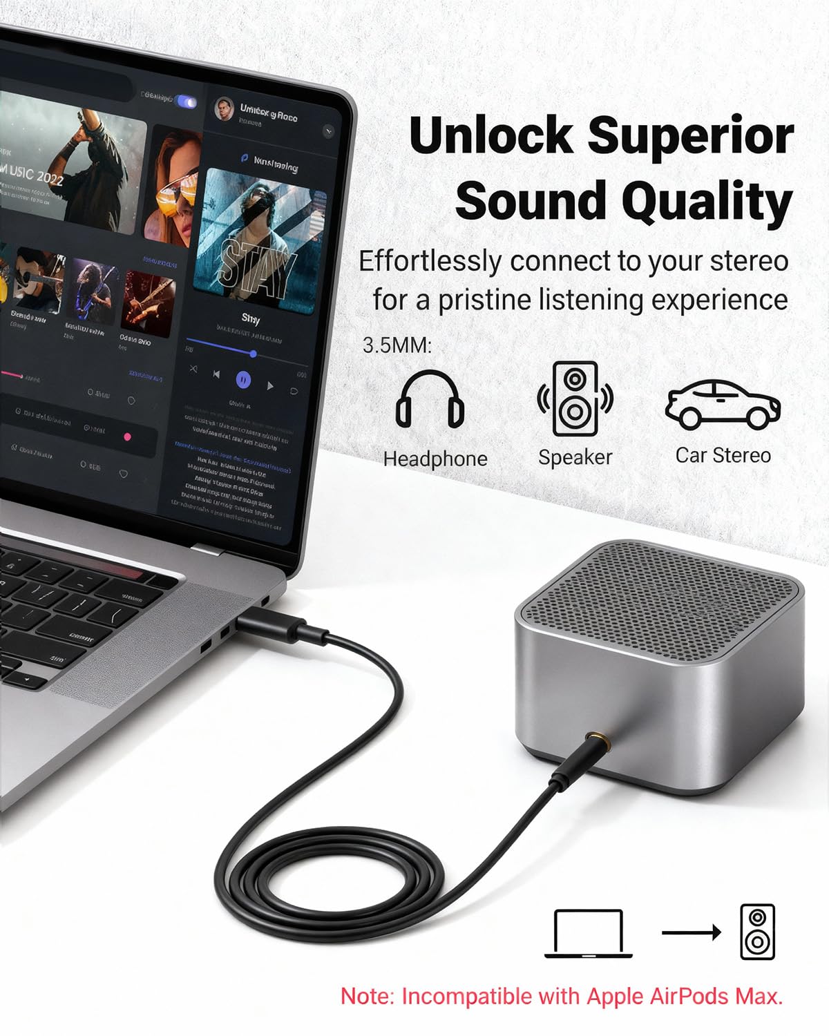 Detalle 2 de Seulliya USB Type-C to 3.5mm Aux Cable: Easy Plug-and-Play Audio for iPhone 17 and More