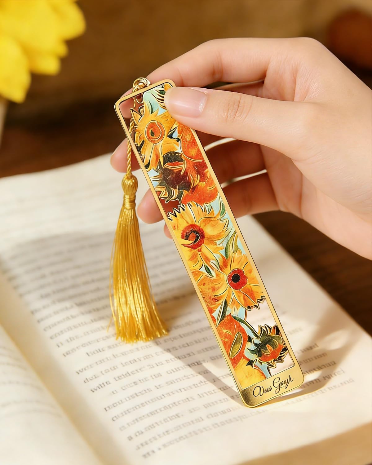 Thumbnail 6 de HOMTEK 4-Piece Metal Bookmarks with Tassel — Golden Oil Painting Theme