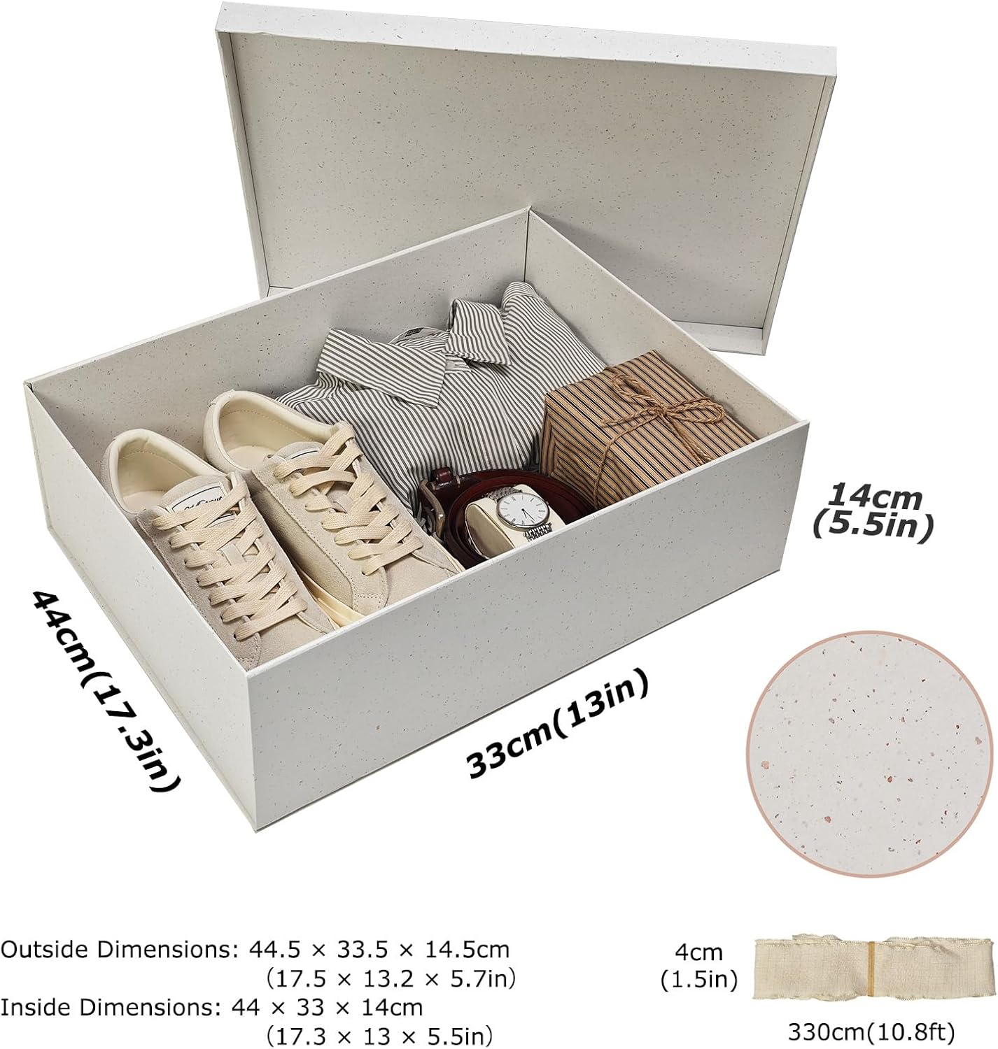 Thumbnail 1 de Tekhoho Off-White Geschenkbox 44x33x14 cm – Extra Große Rechteckige Geschenkbox mit Deckel
