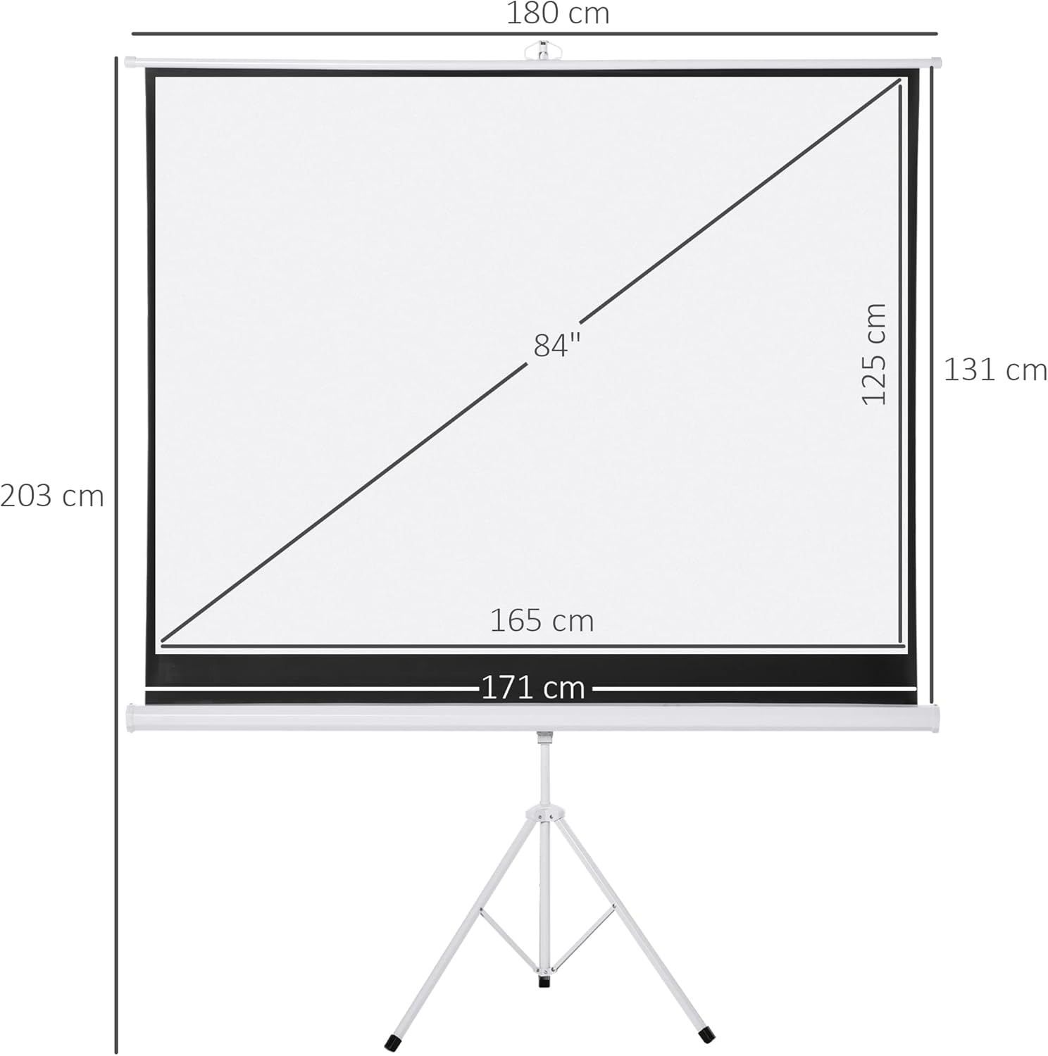 Thumbnail 2 de HOMCOM Écran de Projection avec trépied pliant 84 pouces – 4K HD, 4:3, hauteur réglable