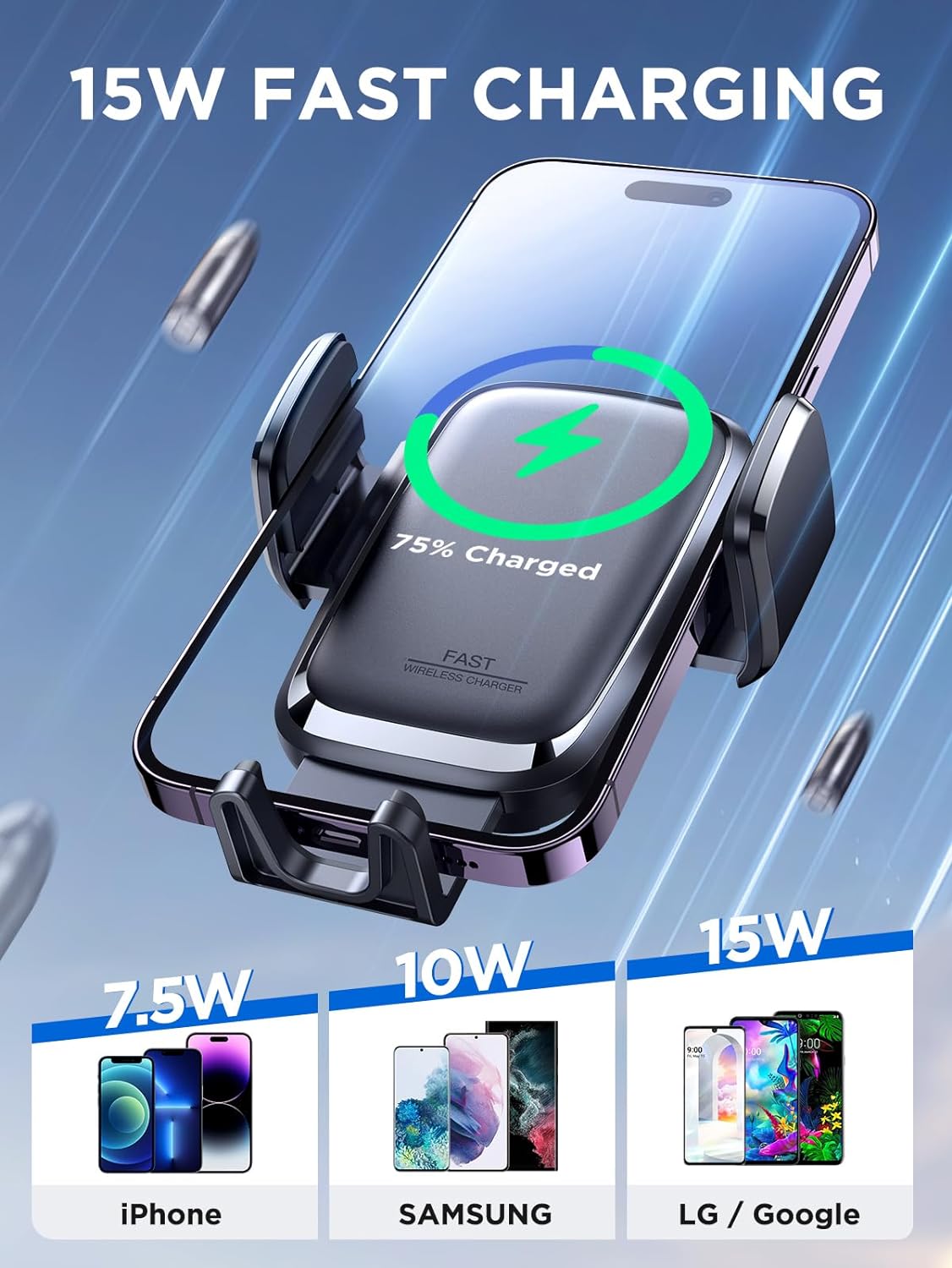 Thumbnail 1 de JOYROOM Wireless Car Charger 15W Qi Fast Charging Car Mount
