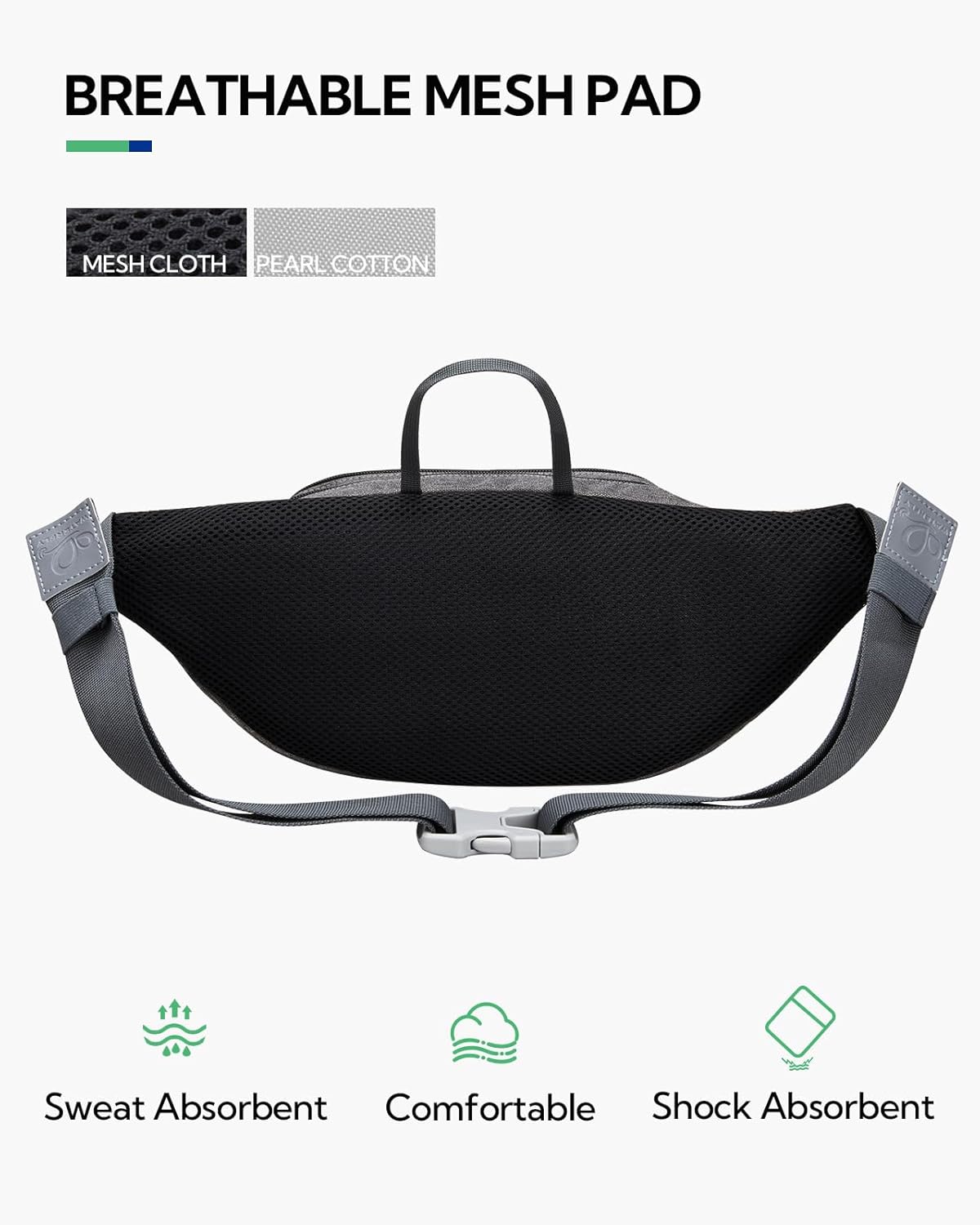 Thumbnail 3 de WATERFLY Bauchtasche Gürteltasche – Unisex, 5 Reißverschlussfächer, verstellbarer Gürtel, 39×19×9 cm
