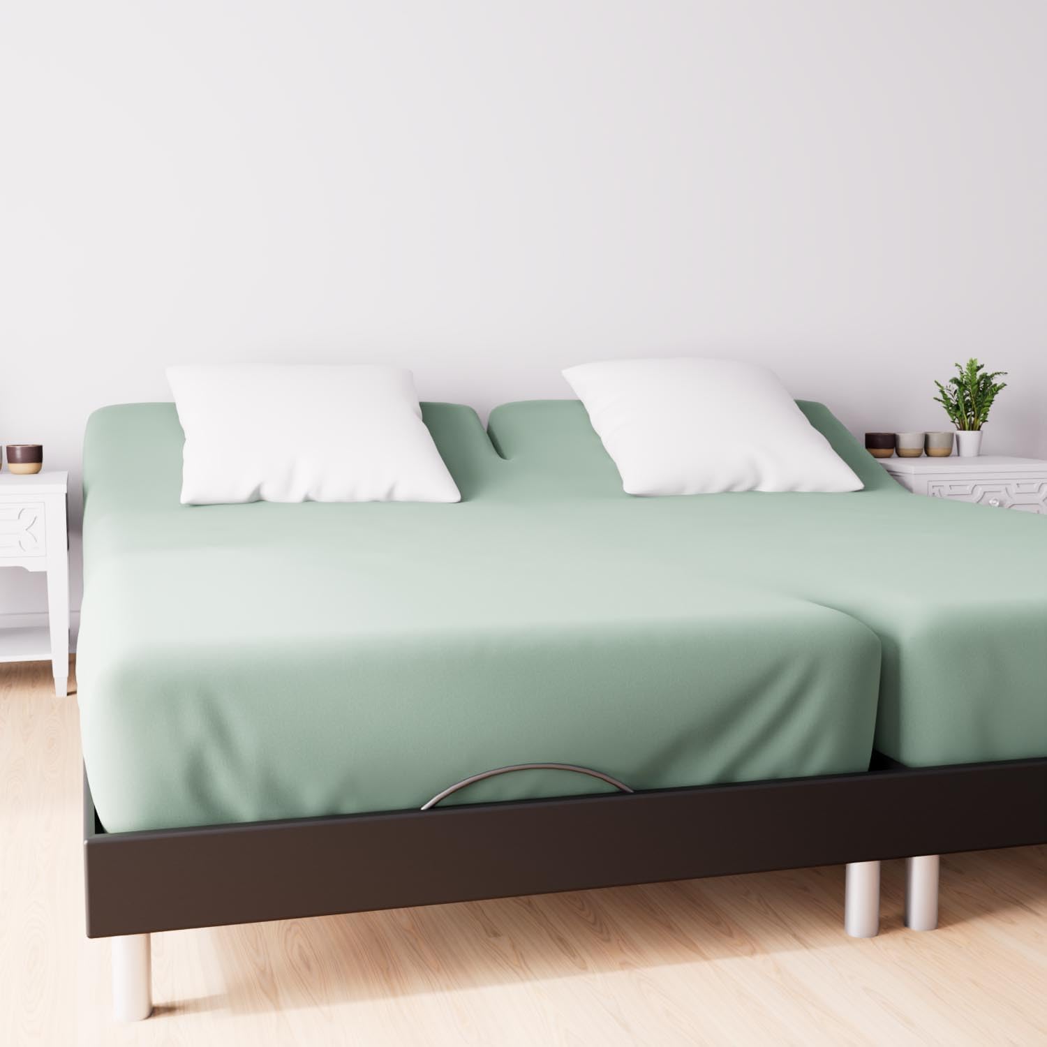 Thumbnail 1 de Soleil d'ocre – Drap Housse TPR en Coton 57 Fils 2x80x200 cm UNI Vert Eau