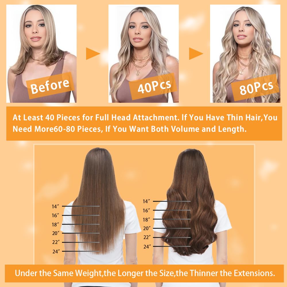 Detalle 1 de 18-inch tape in hair extensions, 20 pcs