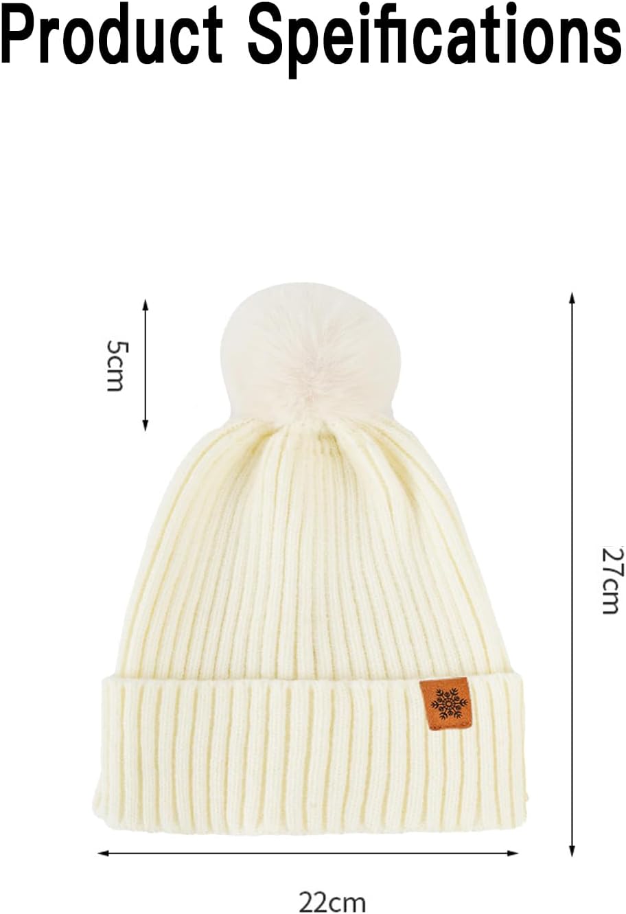 Thumbnail 1 de Luckyan Women Winter Knitted Beanie Hat with Faux Fur Pom – Double Layer Fleece, UK Sizing
