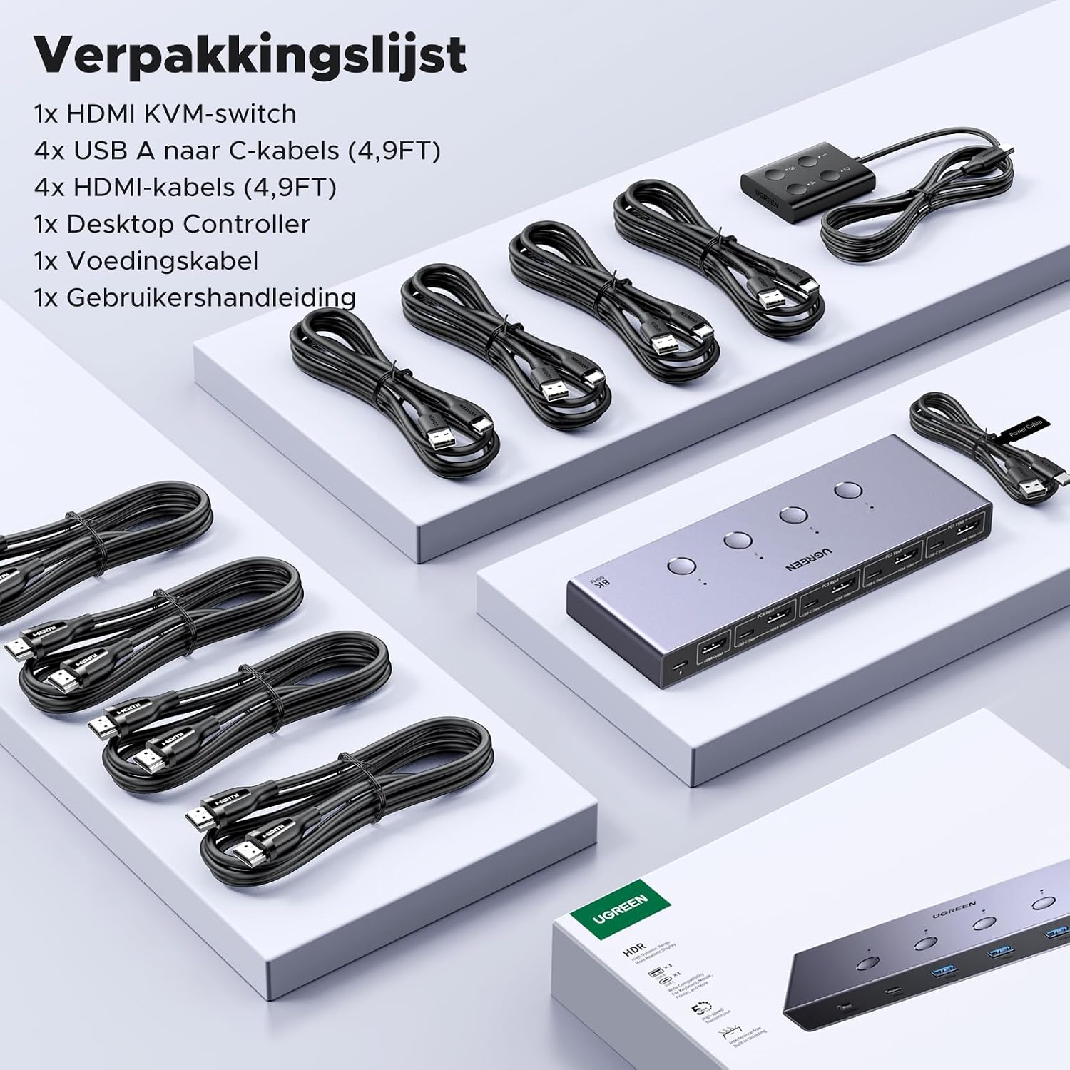 Thumbnail 6 de UGREEN HDMI 2.1 KVM-switch 4-in-1-uit met 8K 60 Hz en USB 3.0