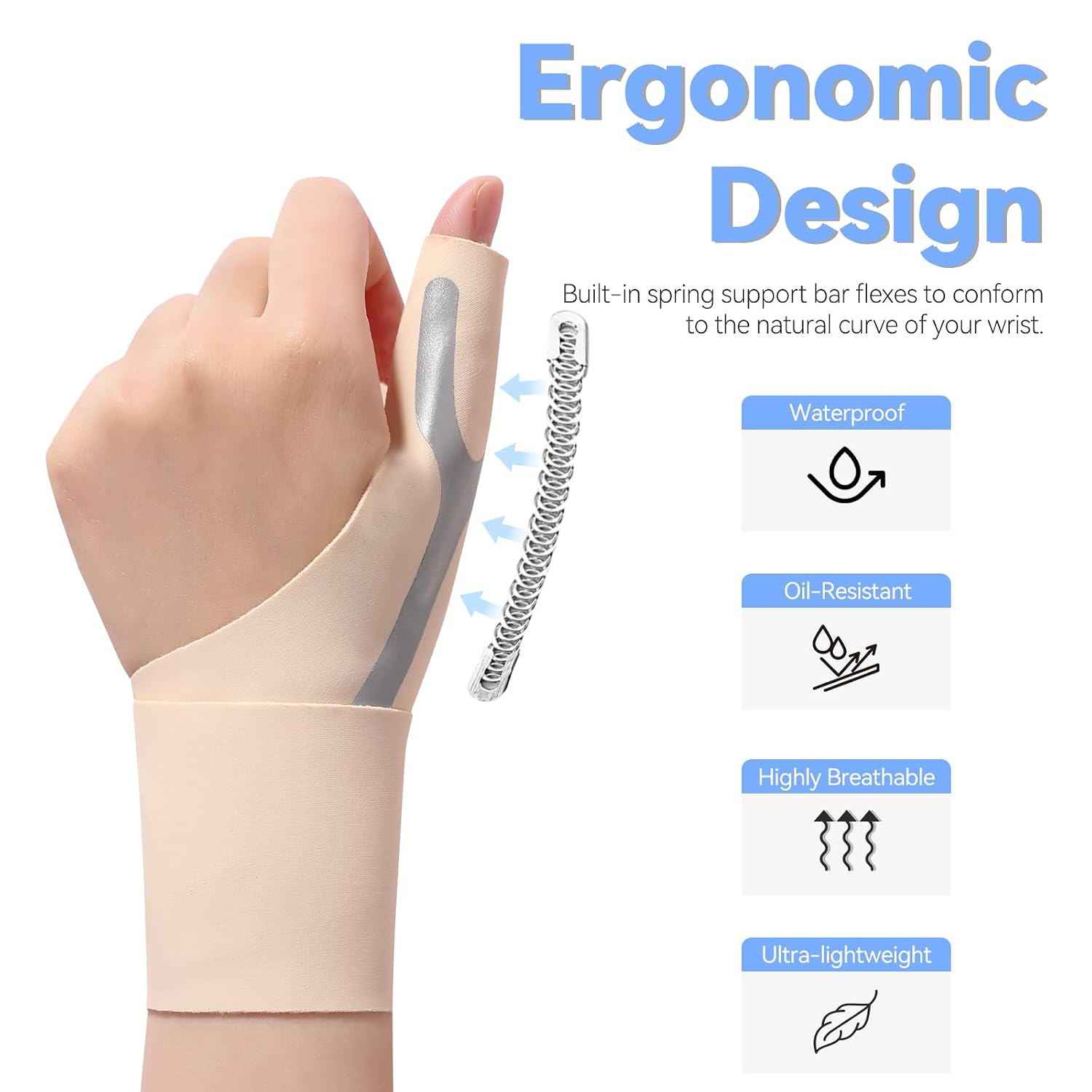 Detalle de Goldeer Ergonomic Thumb Support (2 Pack) for Arthritis – Lightweight, Breathable Adjustable Thumb Brace