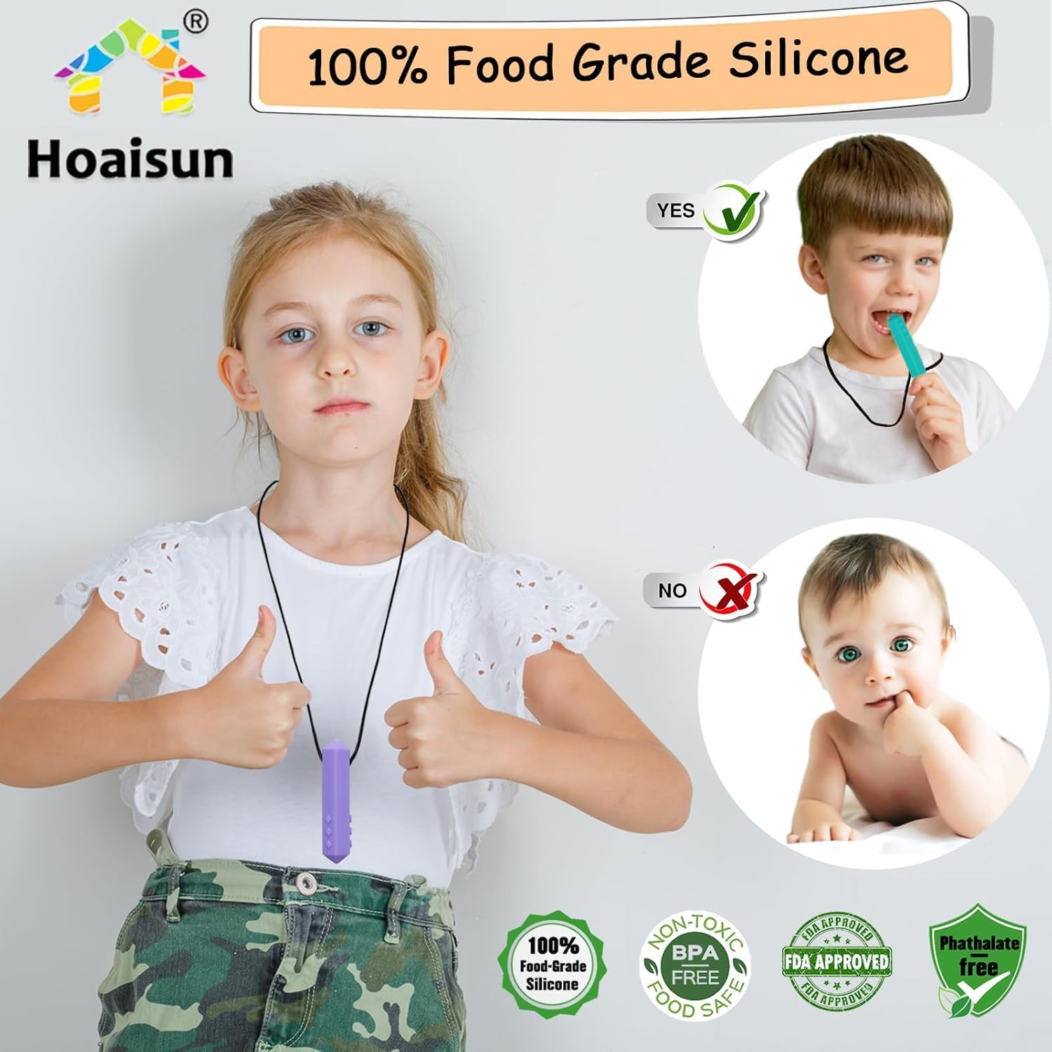 Thumbnail 1 de Sensory Chew Necklace Buddy 8 Pack silicone chew necklace