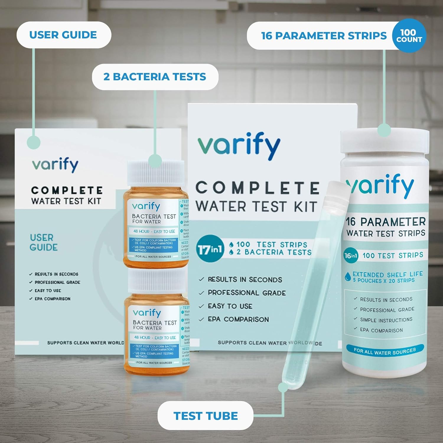 Thumbnail 1 de Varify Premium Water Test Kit 17-in-1